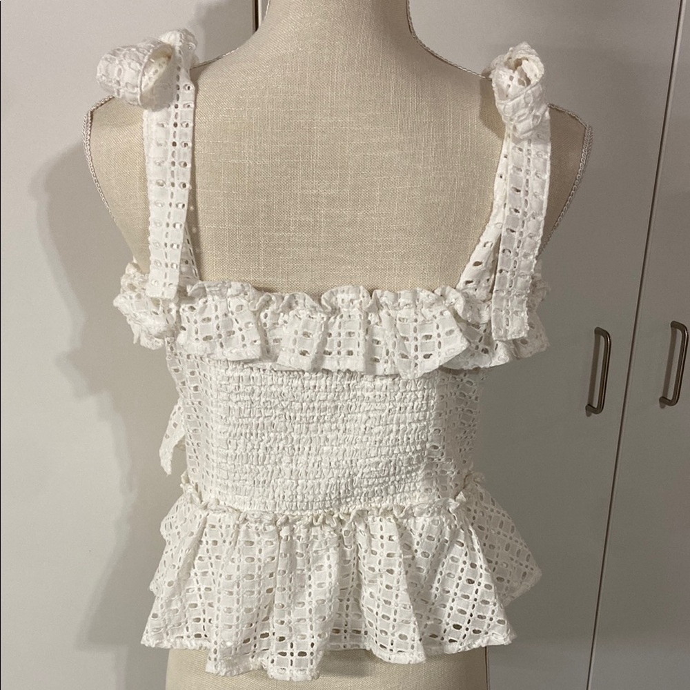 White Eyelet Ruffle Top - Picture 2 of 5
